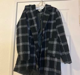 Camellia Black Plaid Lined Blazer Coat