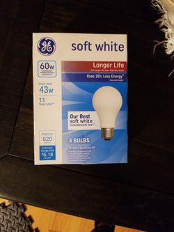 Four Ge Incandescent Soft White Longer Life 60w Light Bulbs