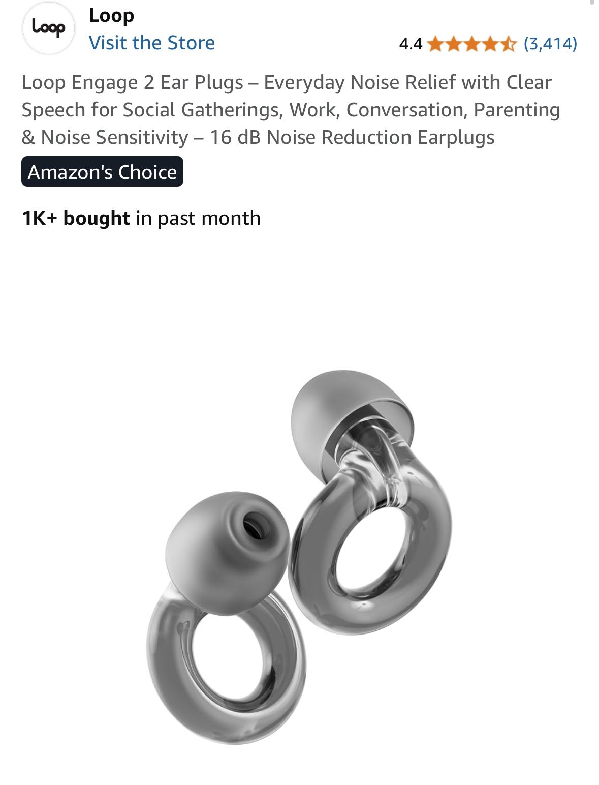 Loop Engage 2 Ear Plugs – Everyday Noise Relief with Clear Speech for Social Gatherings, Work, Conversation, Parenting & Noise Sensitivity – 16 dB Noi