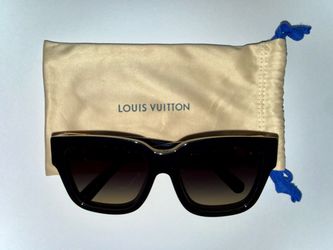 Louis Vuitton LV Link PM Square Sunglasses Black Gold Z1566W 93L Authentic