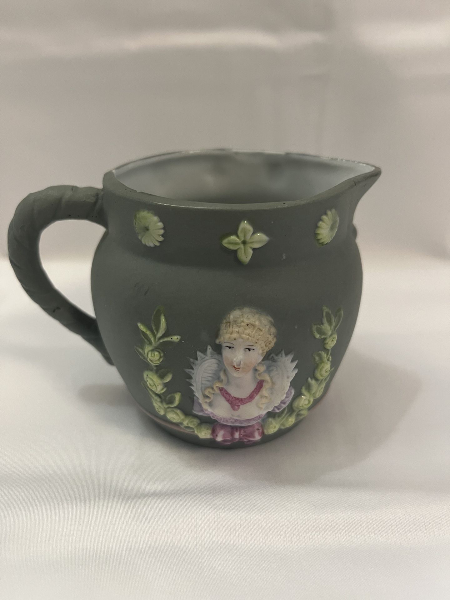 Antique French Bisque Cream Pitcher