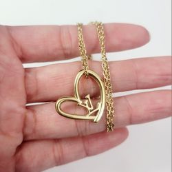 18k Gold Heart Pendant Necklace Women's Gift
