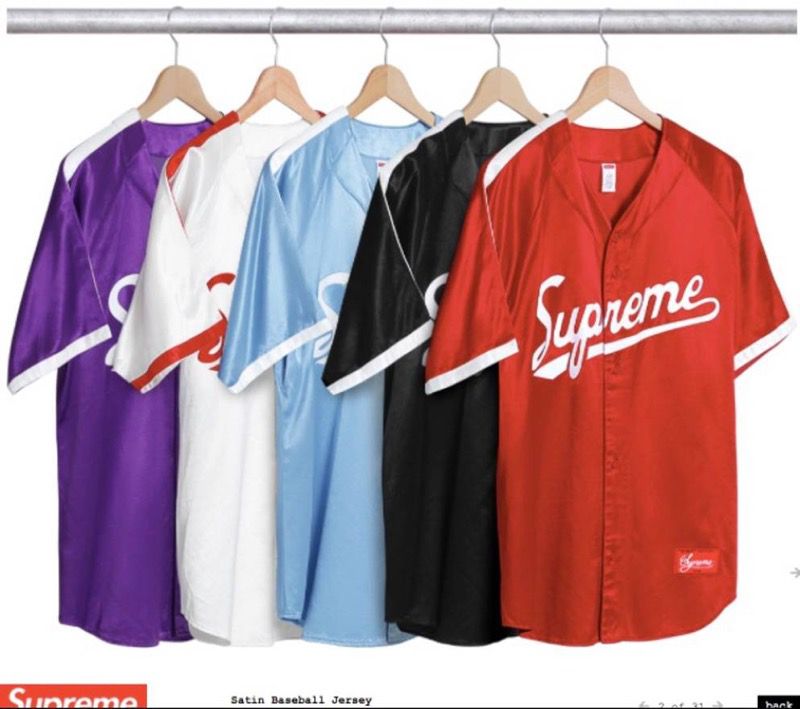 SS17 Supreme 'Satin Baseball' Jersey Purple — The Pop-Up📍