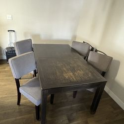 Dark Grey Dining Table + 4 Chairs 
