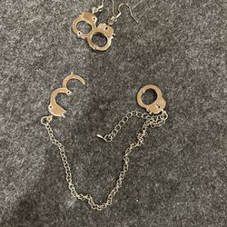 Handcuff Drop Earrings And Anklet 
