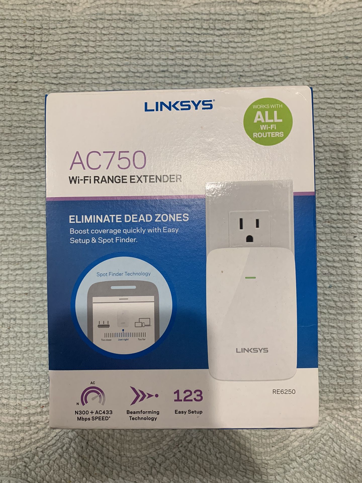 Linksys AC750 RE6250 Dual-Band Wi-Fi Range Extender