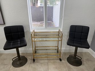 Full bar set with black adjustable bar stools set of 2