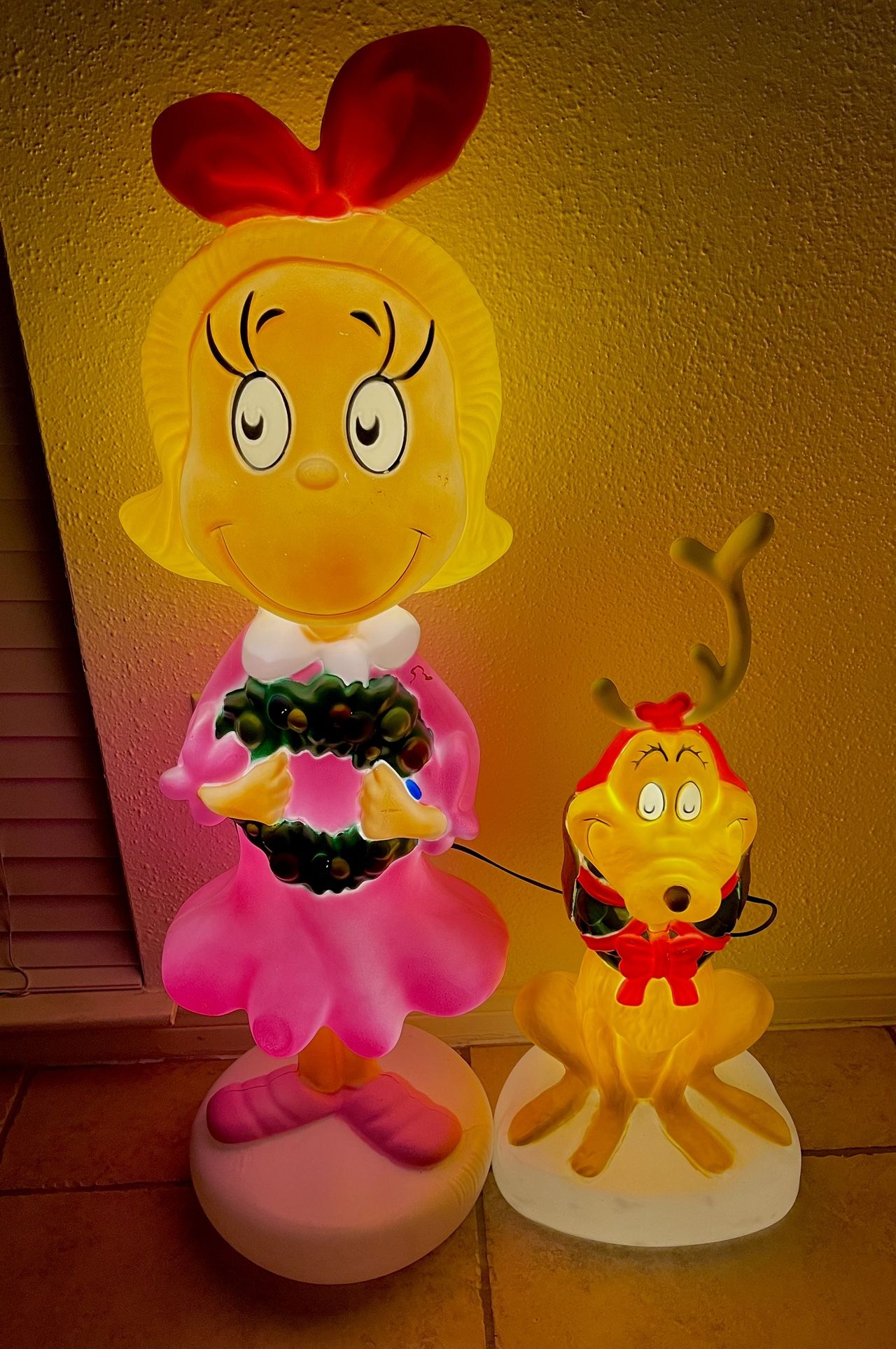 The Grinch Cindy Lou Who & Max 36 inch Blow Mold Light Up Christmas Decoration