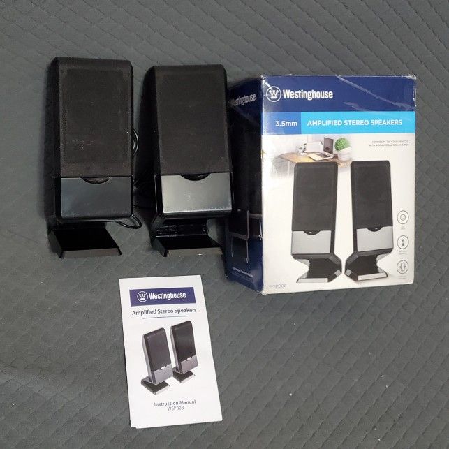 Westinghouse WS-P008 3.5mm Amplified Stereo Speakers Set New in Box!