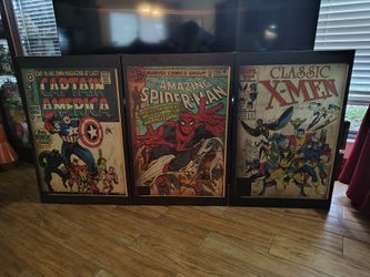 Marvel Comic Cover Framed Wall Art Set of 3