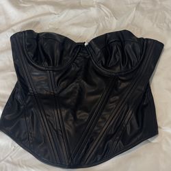 Black leather crop tops from Fashion Nova and Pretty little thing