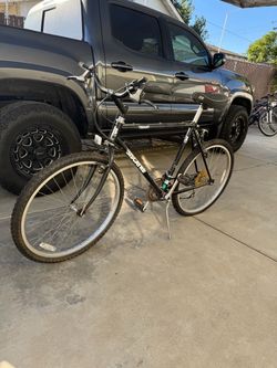 Biscayne Trident mountain bicycle with a C9 saddle, a kickstand, and a multi-gear drivetrain.