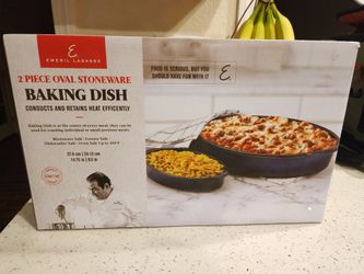 2 piece oval stoneware baking dish