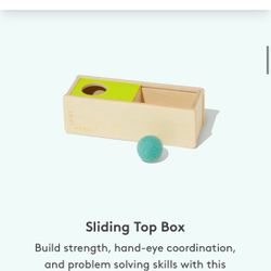 Lovevery montessori sliding top box and wool ball