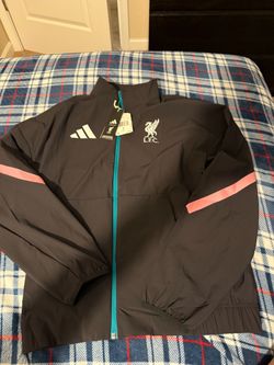 Adidas x Liverpool FC Soccer Anthem Track Jacket Black/Pink/Teal Mens Size - S