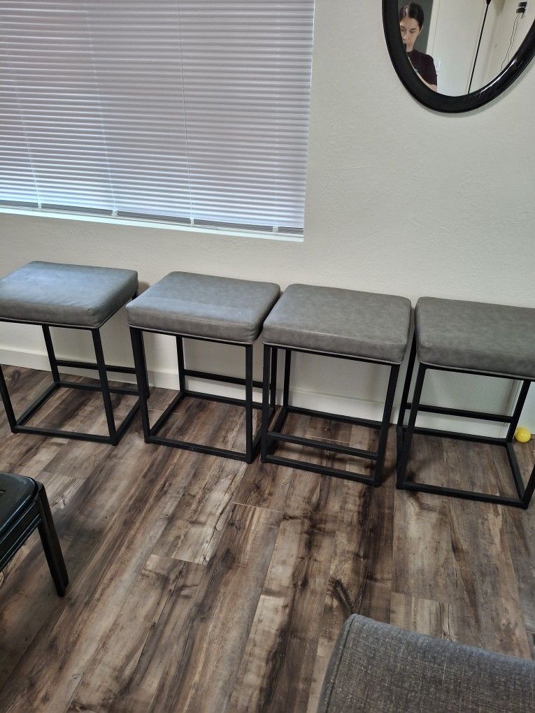 4 Matching Stools -Grey And Black
