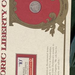 1887 Sitting Liberty Dime And Collectible Vintage Stamp 