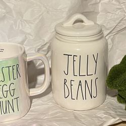 Rae Dunn jelly beans Canister & easter egg hunt iridescent mug 