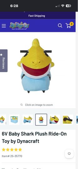 Dynacraft 6V Baby Shark Plush Ride-On Toy