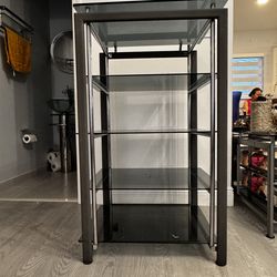 Glass shelves and TV stand