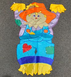 Vintage 1990s Nylon Large 40” x 32” scarecrow double sided garden flag - new no tag