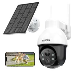 aosu 3K 5MP Solar Security Camera Wireless Outdoor PTZ 360° Smart Tracking Auto Human&Vehicle Tracking No Blind Spots, Easy Setup, Color Night Vision,