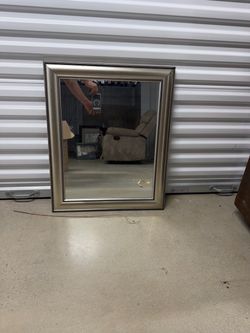 Wall Mirror with Silver Beaded Frame