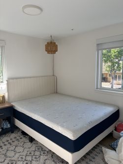 Queen Memory Foam Mattress + Bed Frame w: Headboard (Like New) + Extra Bedding/Pillows Available