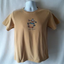 Life is good boys beige skateboard theme short sleeve t-shirt size XL (12-14)