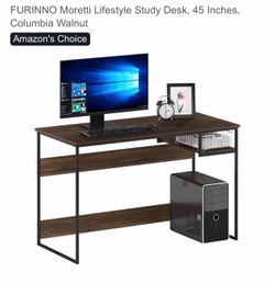 FURINNO Moretti Lifestyle Study Desk, 45 Inches, Columbia Walnut