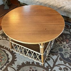 Vintage Wood Round Coffee Table
