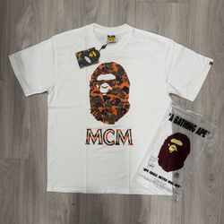 White “MCM Orange Camo” Bape T-Shirt
