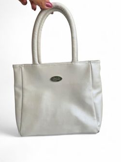 Pearly white faux leather tote bag