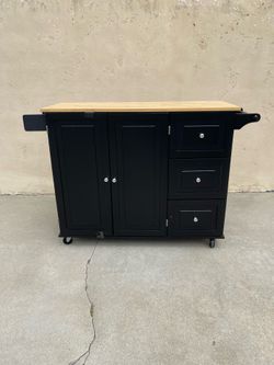 Black kitchen island cart