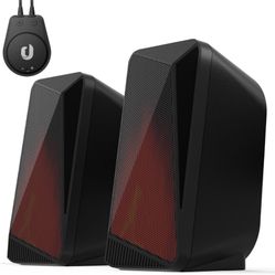 $15 NEW-Jeecoo M40 Bluetooth Computer Speakers Desktop PC Speakers for Monitor - Enhanced Stereo Sound, Pulsing & Led Flame, Wired Handy Control - wit