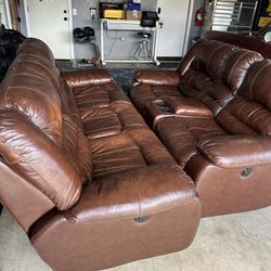 Leather Sofa And Loveseat Power Recliners