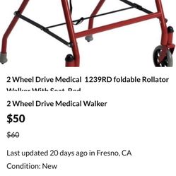 2 Wheel Drive Medical Walker 