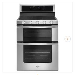 Whirlpool 6.0 cu. ft. Double Oven Gas Range with Center Oval Burner in Stainless Steel
