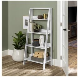 Walker Edison Sophia Modern 4 Shelf Ladder Bookcase , 55 Inch, White