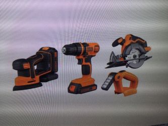 BLACK + Decker 20 V Cordless Tool Sehr , 1.5 Ah, 4 Piece, …2 Batteries  and charger  Included… OPEN BOX NEVER USED