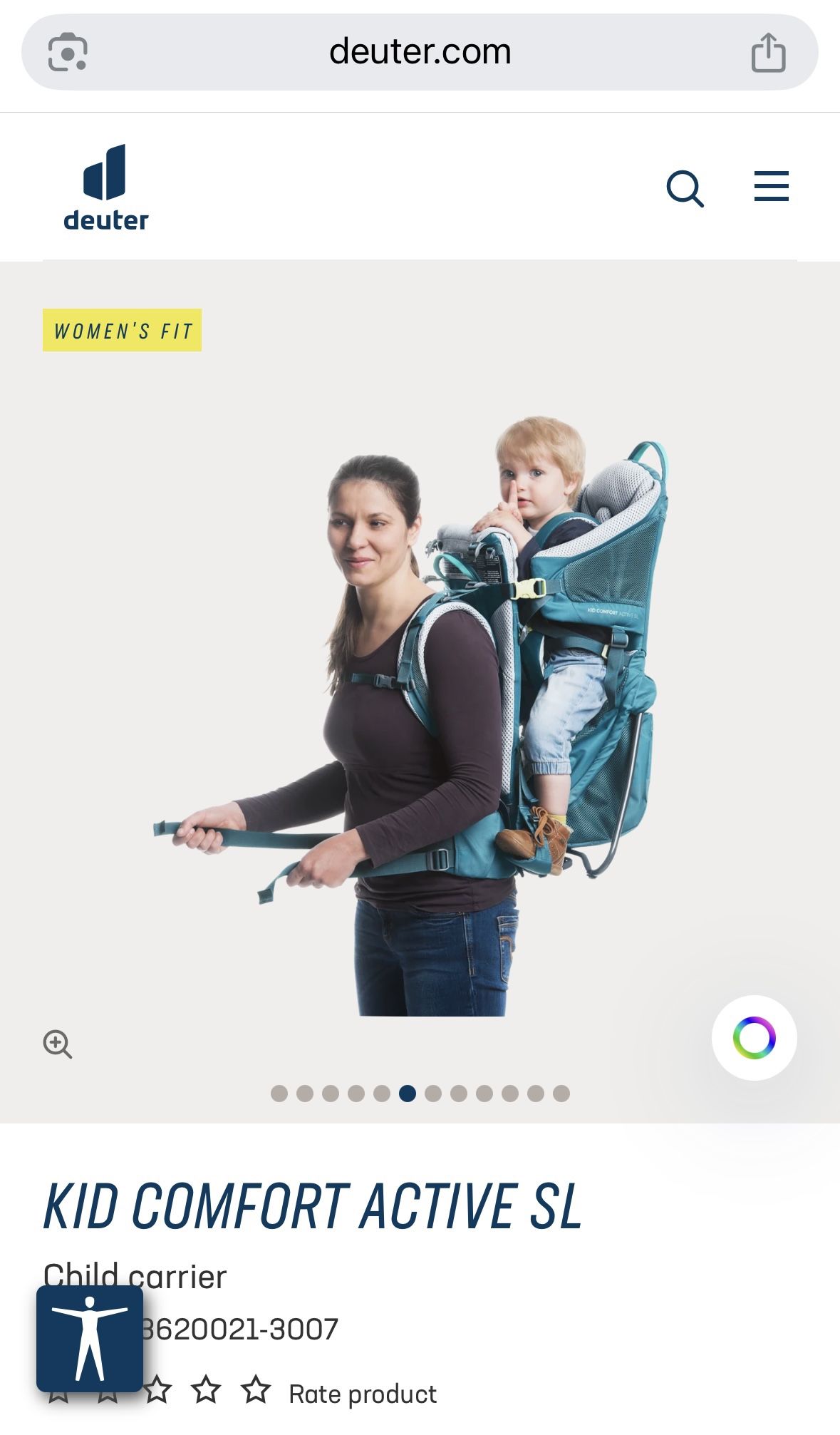 Deuter Kid Comfort Active SL Child Carrier Hiking Backpack with Sun Shade