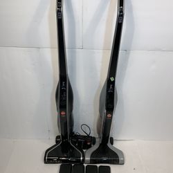 Two Hoover LINX Cordless Stick Vacuum Cleaners With 4 Batteries & Charger 