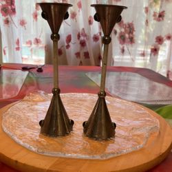 Silver plated jeweled candlesticks