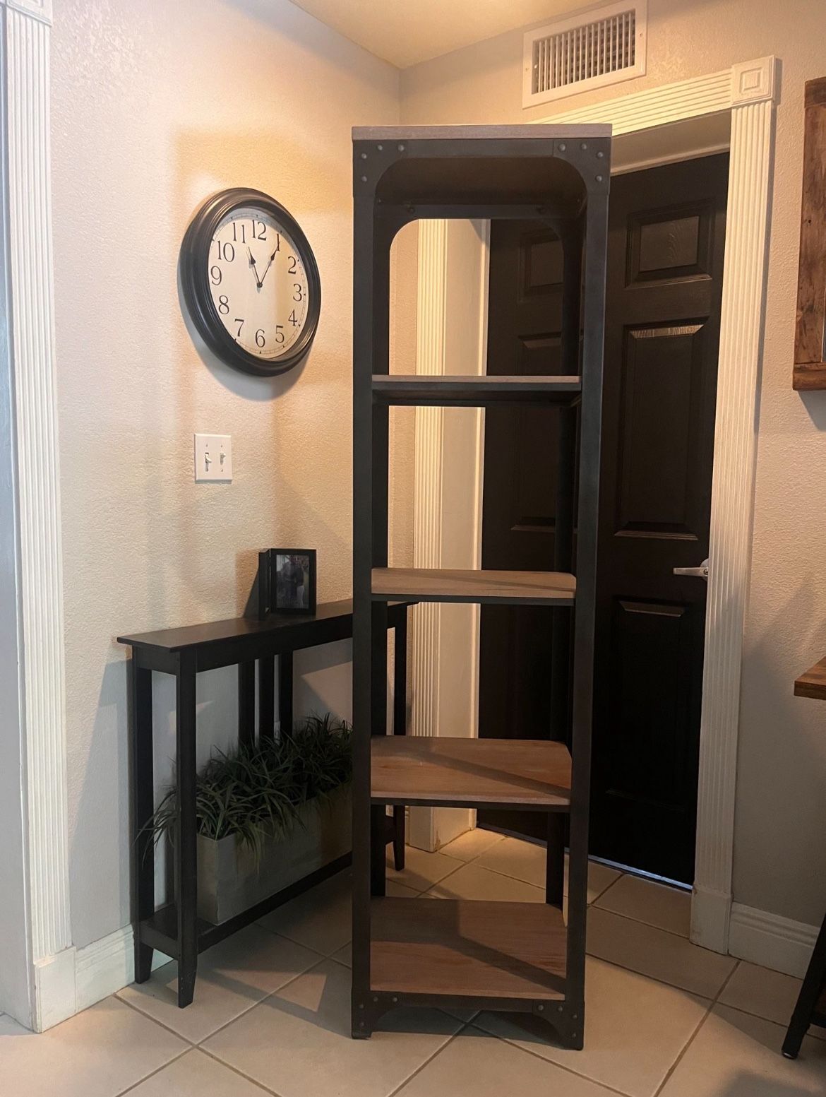 Industrial 4 Tier Metal and Wood Storage Shelves Bookcase