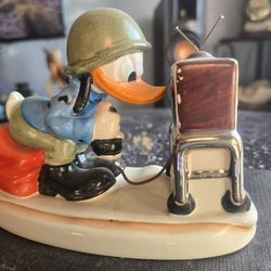 Goebel W Germany  Collectible Donald Duck Playing Space Invaders On An Atari