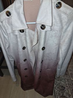 Suede Double-Breasted Ombre Trench Coat