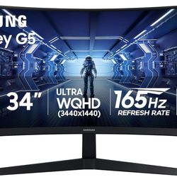Samsung Odyssey G5 34" Ultra-Wide WQHD Gaming Monitor 1000R Curved Screen, 165Hz, 1ms - New