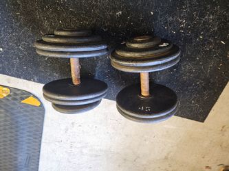 A pair of 45 pound dumbell