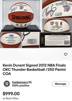 Kevin Durant Signed 2012 NBA Finals Spalding Basketball /250