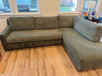 Olive green sectional sofa, couch